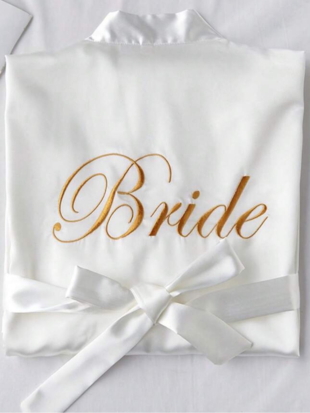 Bride Satin Robe with Gold Script